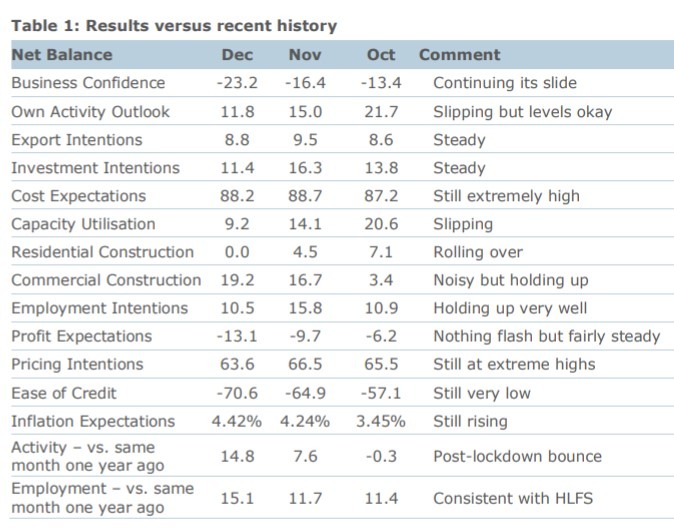 nz business survey 17 December 2021