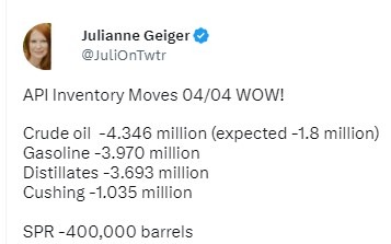 oil crude draw 05 April 2023