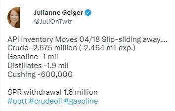 oil inventory api 19 April 2023