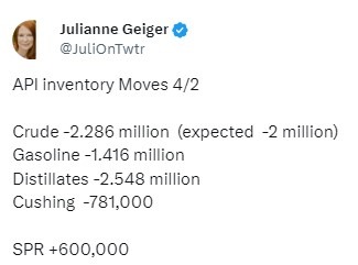 oil inventory gasoline distillate stocks 03 April 2024 2