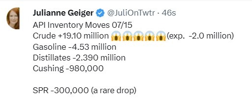 oil inventory gasoline distillate stocks 16 July 2025 2