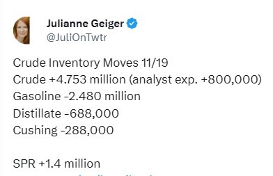 oil inventory gasoline distillate stocks 20 November 2024 2