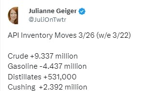 oil inventory gasoline distillate stocks 27 March 2024 2