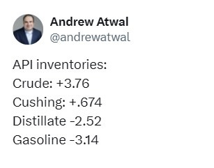 oil inventory gasoline distillate stocks 30 April 2025 2