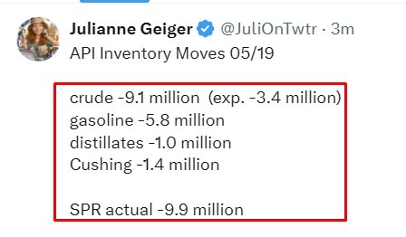 oil large draws inventory 20 May 2026