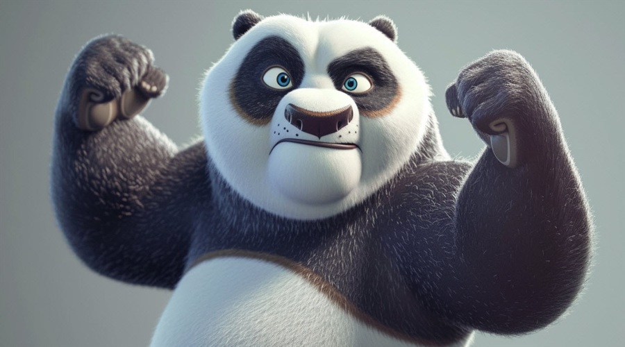 panda flexing muscles