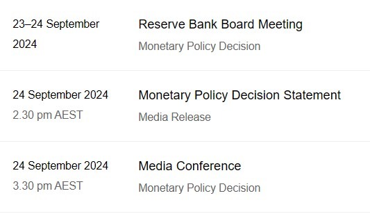 rba September 2024 meeting dates 2