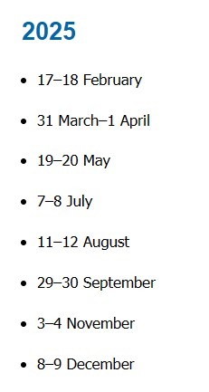 rba dates 2025 2