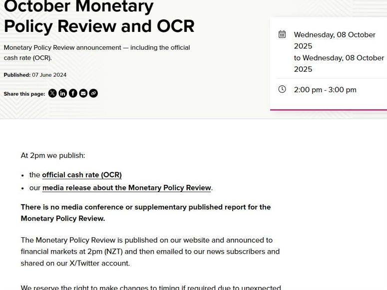 October 6 2025 preview shadow board Reserve Bank of New Zealand