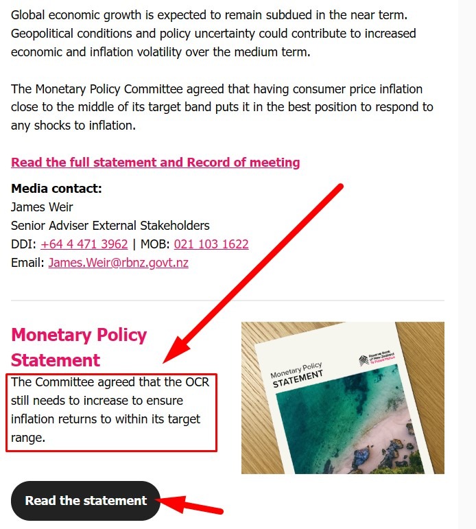rbnz email statement 27 November 2024 2