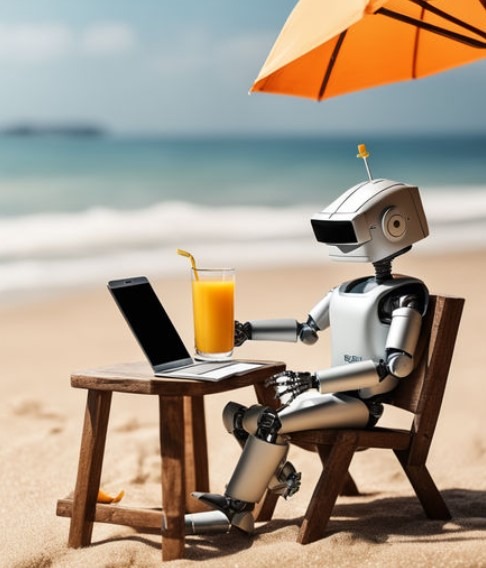 robot beach laptop trading 05 November 2023