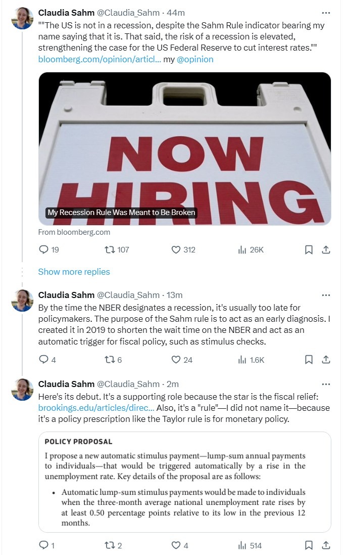 sahm rule no recession 08 August 2024 2