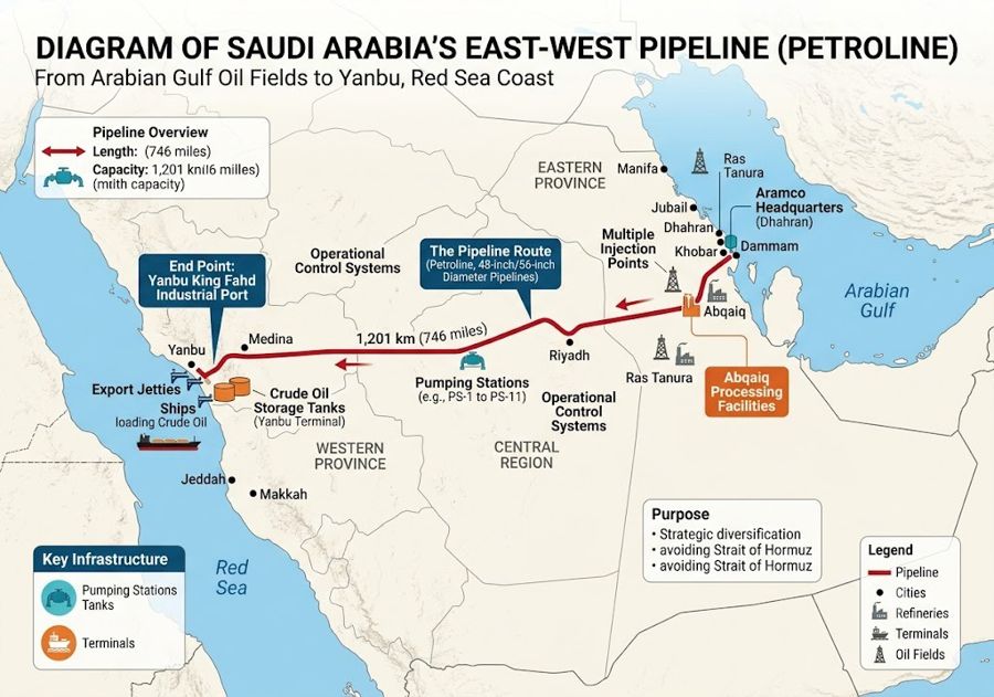 saudi petroline east west yanbu  03 July 2026