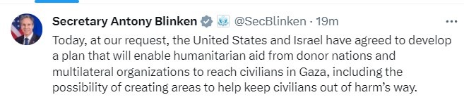 sec blinken gaza 17 October 2023