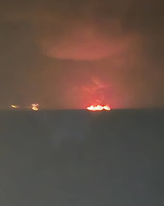 ships on fire in the Gulf of Oman near the strait of Hormuz 2