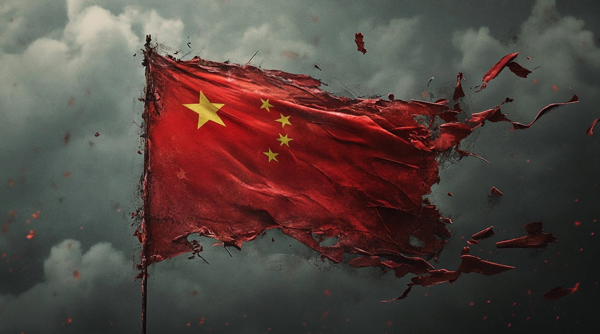tattered China flag