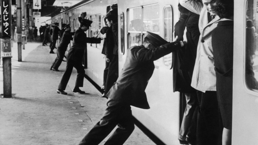 Toyko subway rush hour pusher