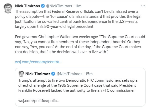 trump Federal Reserve fired 19 March 2025 2