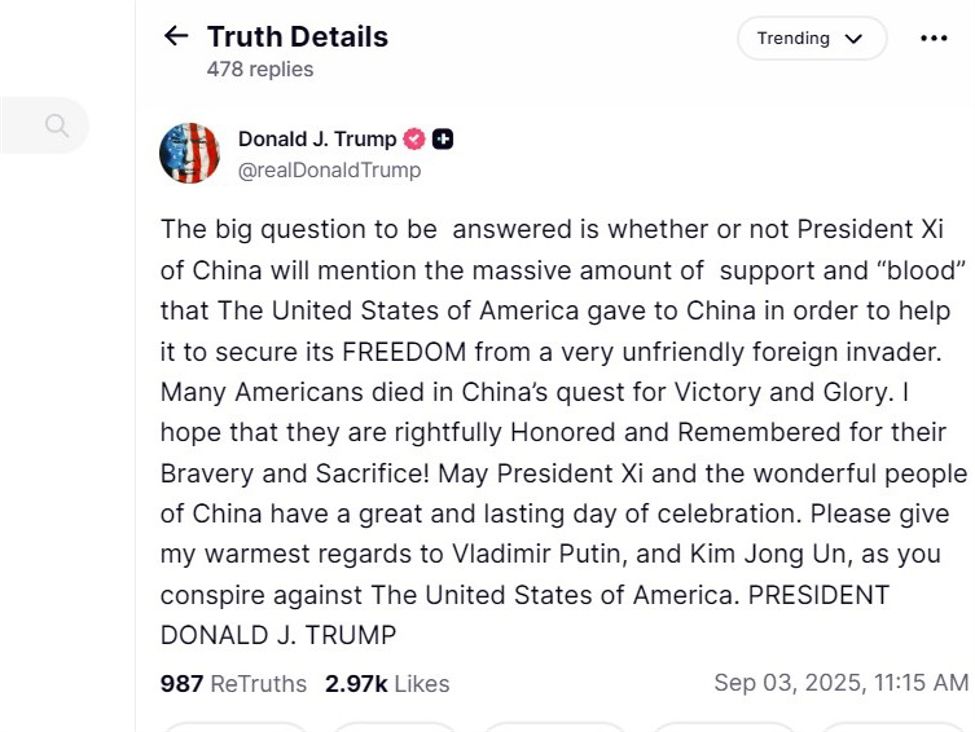China military parade - Trump accuses China, Russia, North Korea of conspiring against USA | investingLive