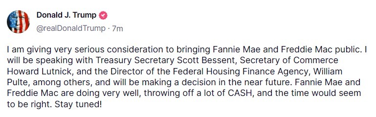 trump fannie mae freddie mac 22 May 2025 2