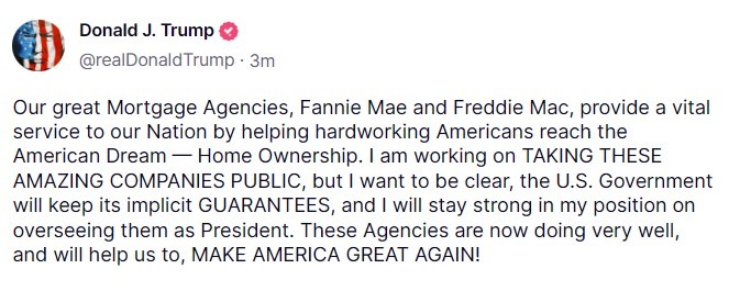 trump freddie mac fannie mae public 28 May 2025 2