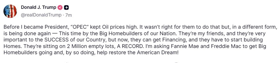 trump homebuilders Tuesday, October 7, 2025