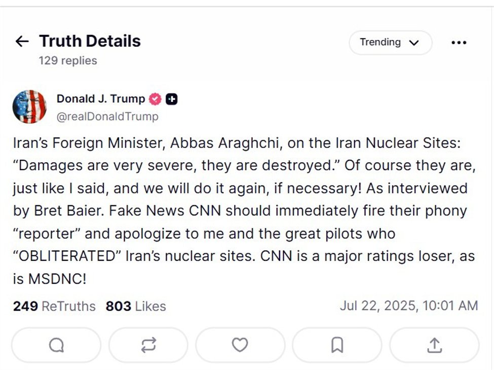Trump says on Iran rebuilding nukes, promises more attacks - 