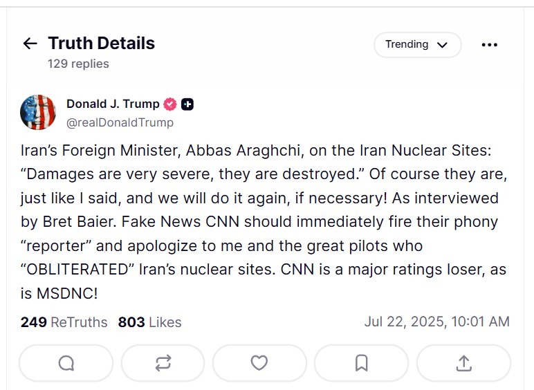 trump iran 22 July 2025 attack again 2