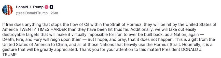 trump iran truth post 10 March 2026