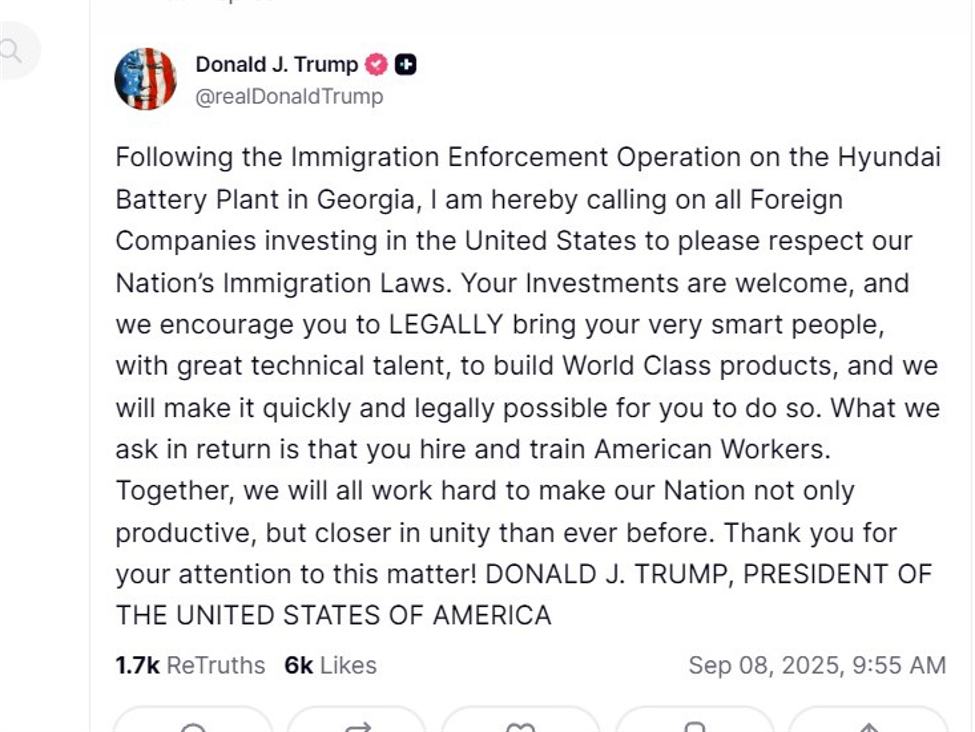 Trump to foreign firms: Respect U.S. immigration laws, train American workers