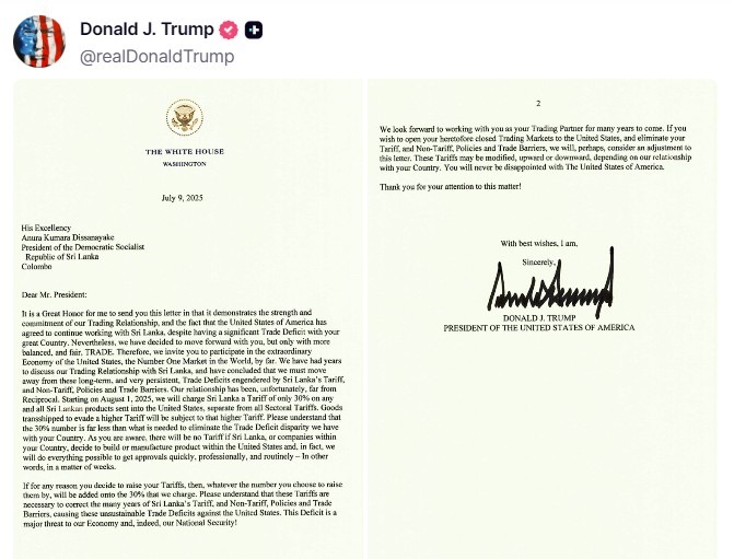 trump sri lanka tariff 10 July 2025 2