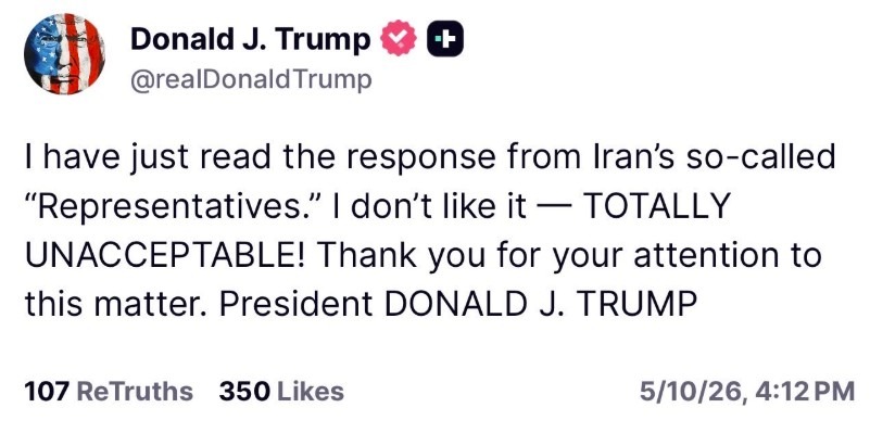 trump tantrum iran talks 11 May 2026