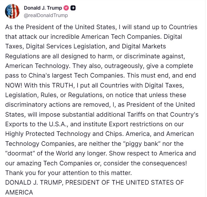 trump tariff digitial services 26 August 2025 2