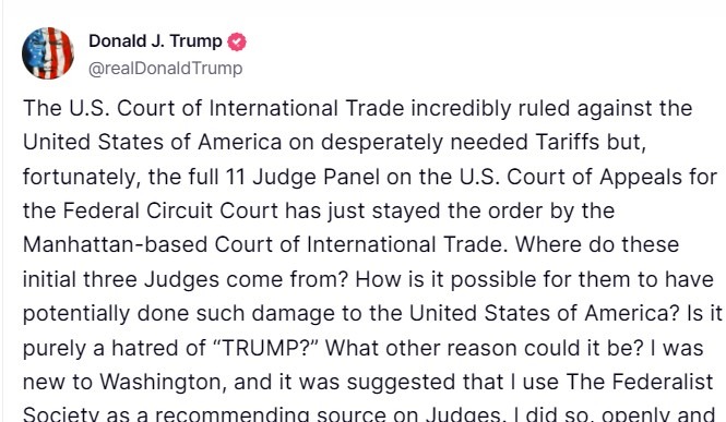 trump whineing tariffs 30 May 2025