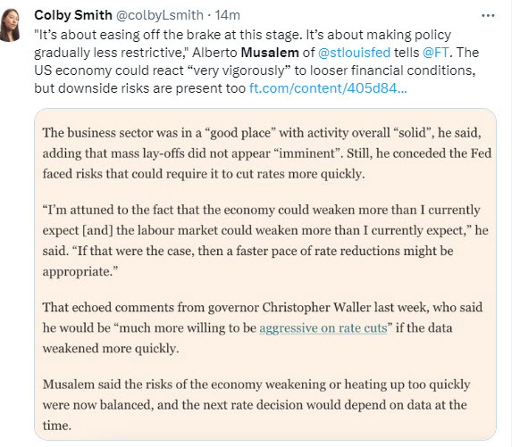 tweet from an FT reporter