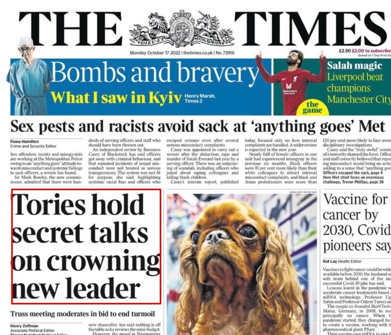 uk times truss gone 17 October 2022
