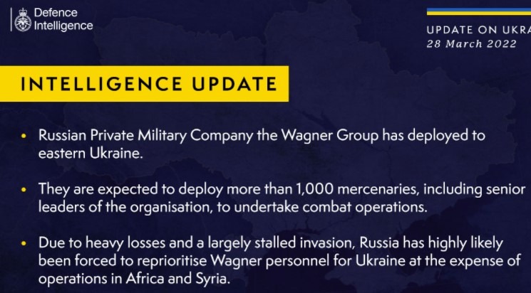 ukraine intelligence update 29 March 2022