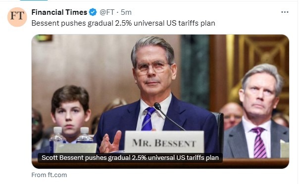 universal tariff bessent trump 28 January 2025 2
