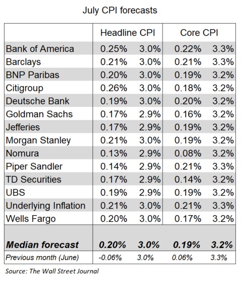 us cpi inflation July 2024 forecasts 2