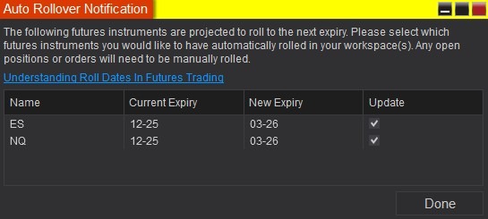 us equity index roll NinjaTrader 8 15 December 2025 monday