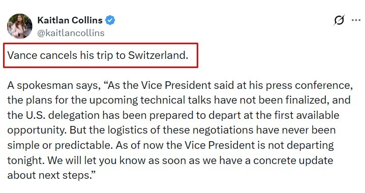 vance cancels trip to switzerland 19 June 2026