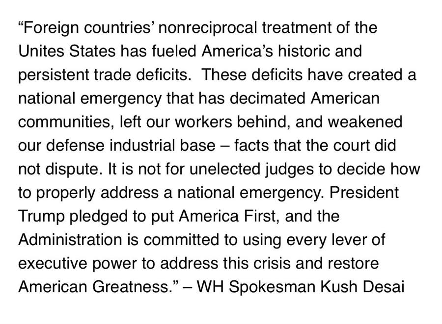 white house court tariff statement 29 May 2025 2